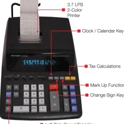 Sharp EL-2196BL Printing Calculator, Black