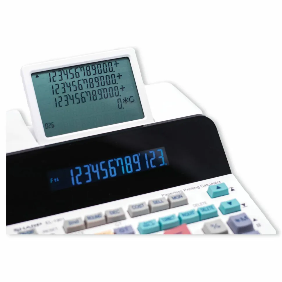 Sharp EL-1901 Digital Printing Calculator, White