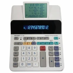 Sharp EL-1901 Digital Printing Calculator, White