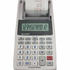 Sharp EL-1611V 12-digit Mini Printing Calculator, White