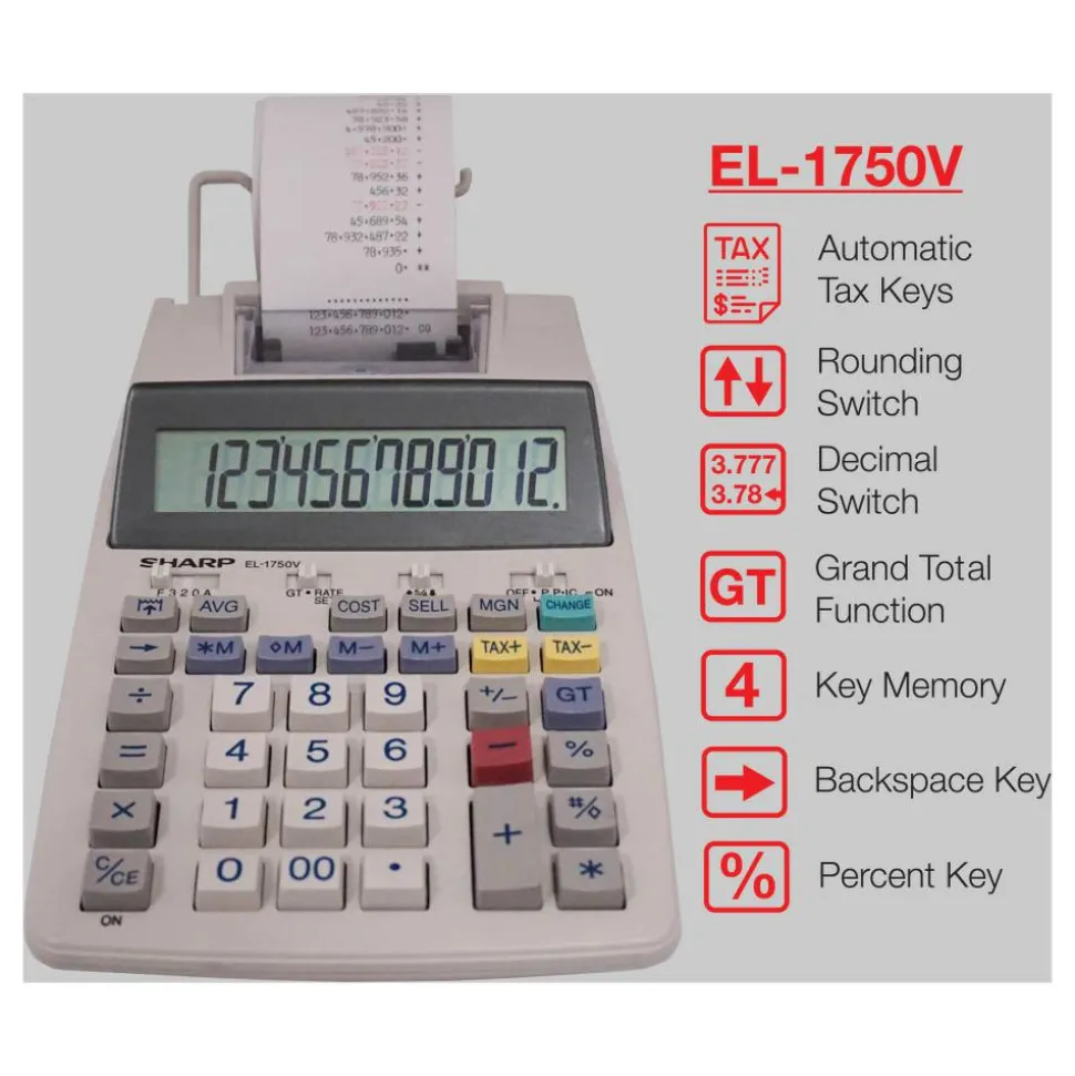 Sharp EL-1750V Printing Calculator