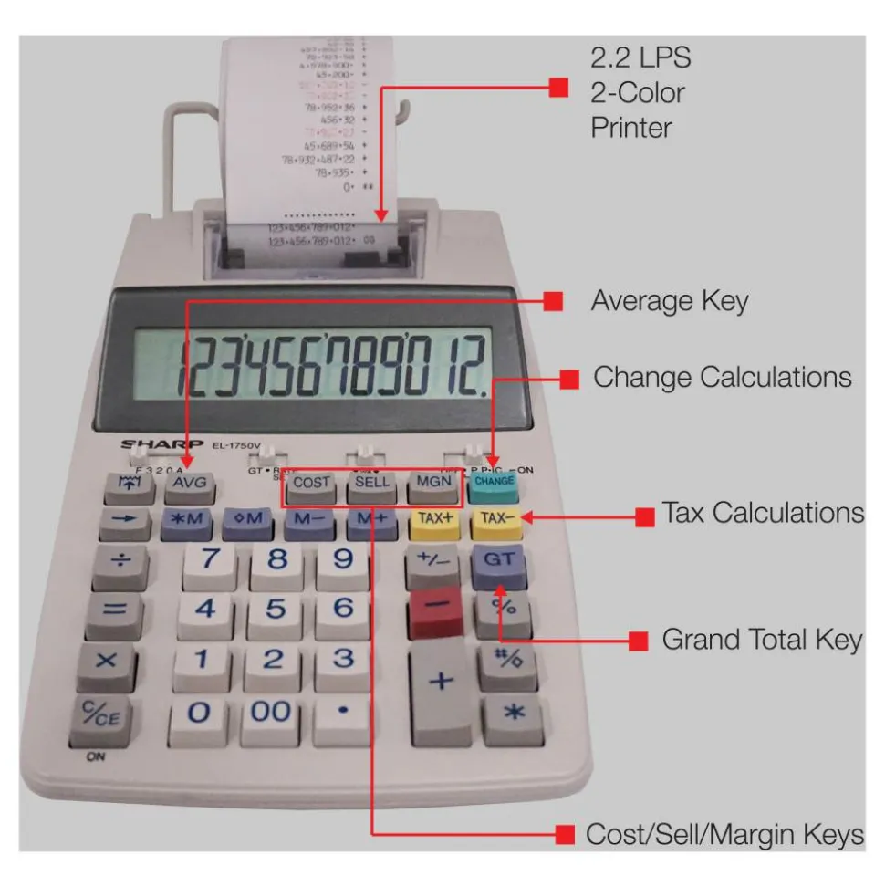 Sharp EL-1750V Printing Calculator