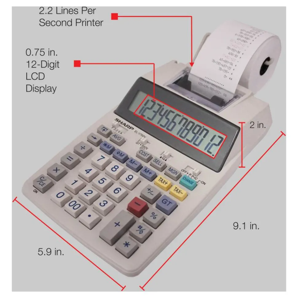 Sharp EL-1750V Printing Calculator