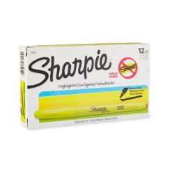 Sharpie Accent Pocket Highlighters, Fluorescent Yellow, Box Of 12