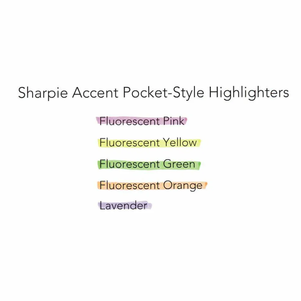 Sharpie Accent Pocket Highlighters, Fluorescent Yellow, Box Of 12