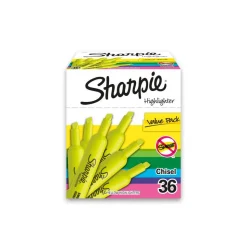 Sharpie Accent Tank Highlighters, Fluorescent Yellow, Pack Of 36