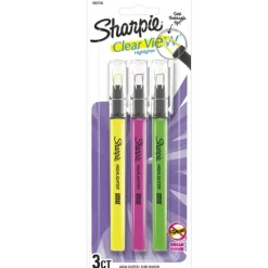 Sharpie Clear View Highlighter Stick, Chisel Point, Assorted Colors, Pack Of 3
