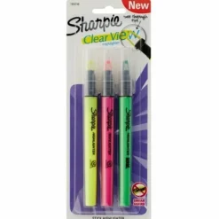 Sharpie Clear View Highlighter Stick, Chisel Point, Assorted Colors, Pack Of 3