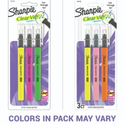 Sharpie Clear View Highlighter Stick, Chisel Point, Assorted Colors, Pack Of 3
