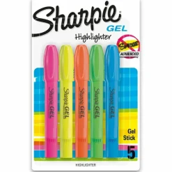 Sharpie Gel Highlighters, Bullet Tip, Assorted Colors, 5 Count