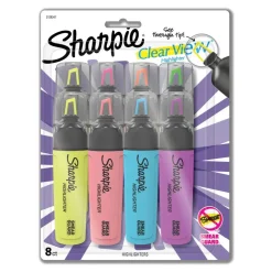 Sharpie Highlighter, Clear View Highlighter with See-Through Chisel Tip, Tank Highlighter, Assorted, 8 Count