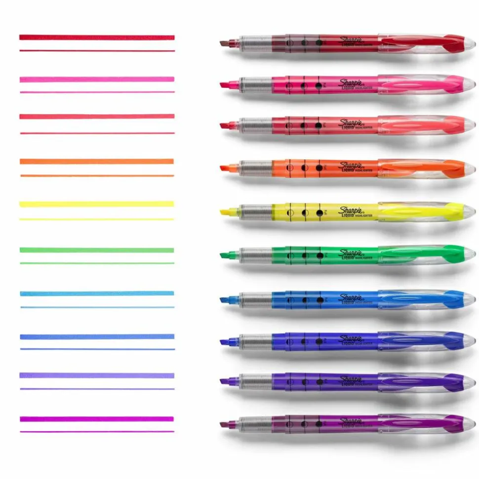 Sharpie Liquid Highlighter, Chisel Tip Highlighters, Assorted Colors, 10 Count