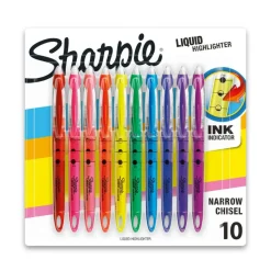 Sharpie Liquid Highlighter, Chisel Tip Highlighters, Assorted Colors, 10 Count