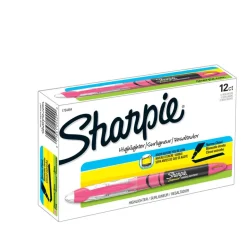 Sharpie Liquid Highlighters, Chisel Tip, Fluorescent Pink, Box of 12
