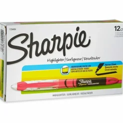 Sharpie Liquid Highlighters, Chisel Tip, Fluorescent Pink, Box of 12