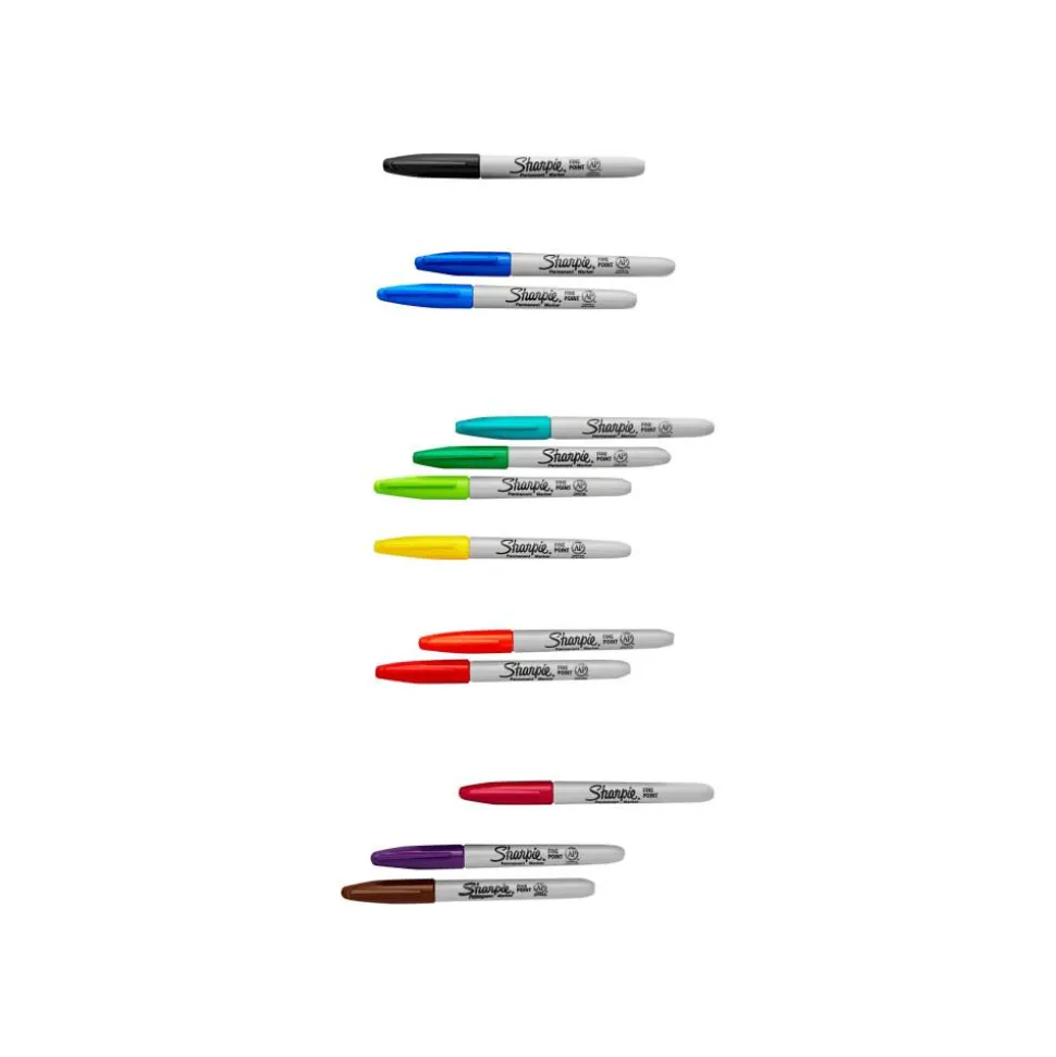 Sharpie Permanent Fine-Point Markers, Assorted Colors, Pack Of 12 Markers