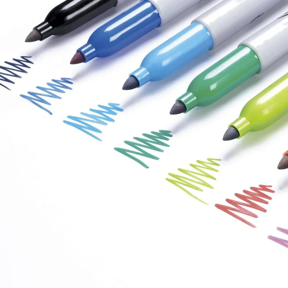 Sharpie Permanent Fine-Point Markers, Assorted Colors, Pack Of 12 Markers