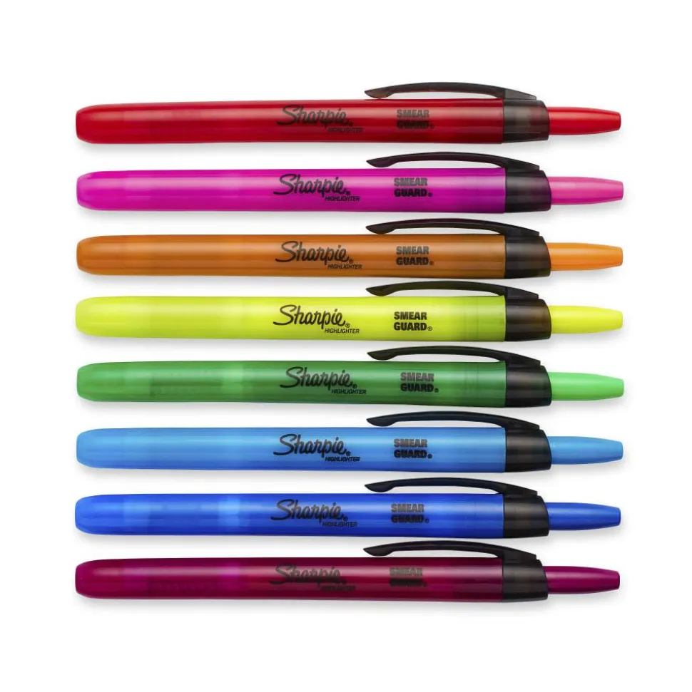 Sharpie Retractable Highlighters, Chisel Tip, Assorted, 8 Count