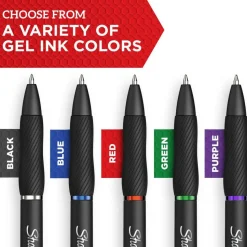 Sharpie S Gel Pens, Medium Point, 0.7 mm, Black Barrel, Assorted Ink, Pack Of 8 Pens