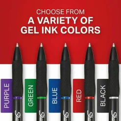 Sharpie S Gel Pens, Medium Point, 0.7 mm, Black Barrel, Assorted Ink, Pack Of 8 Pens