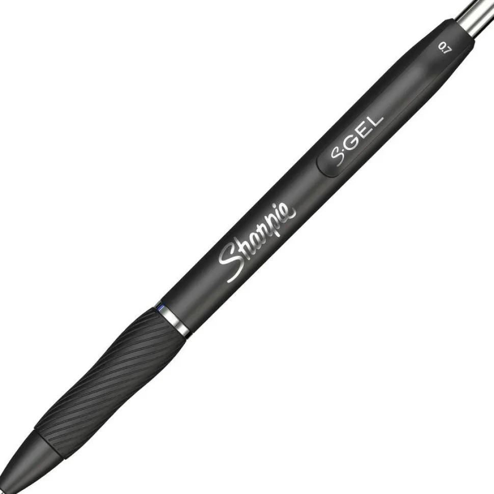 Sharpie S Gel Pens, Medium Point, 0.7 mm, Black Barrel, Black Ink, Pack Of 12 Pens