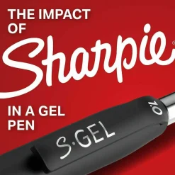 Sharpie S Gel Pens, Medium Point, 0.7 mm, Black Barrel, Black Ink, Pack Of 12 Pens