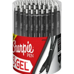 Sharpie S-Gel, Gel Pens, Medium Point (0.7mm), Black Ink Gel Pen, With Canister, 36 Count