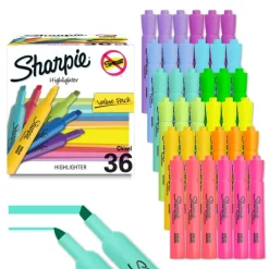 Sharpie Tank Highlighters, Chisel Tip, Assorted Color Highlighters, Value Pack, 36 Count