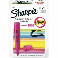 Sharpie Tank Style Highlighters, Pink Ink, Chisel Tip, Pink Barrel, Dozen
