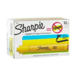 Sharpie Tank Style Highlighters, Chisel Tip, Yellow, Box of 12