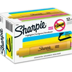 Sharpie Tank Style Highlighters, Chisel Tip, Yellow, Box of 12