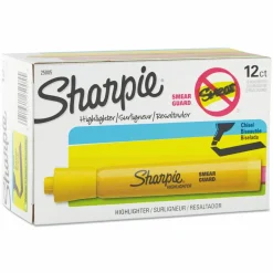 Sharpie Tank Style Highlighters, Chisel Tip, Yellow, Box of 12