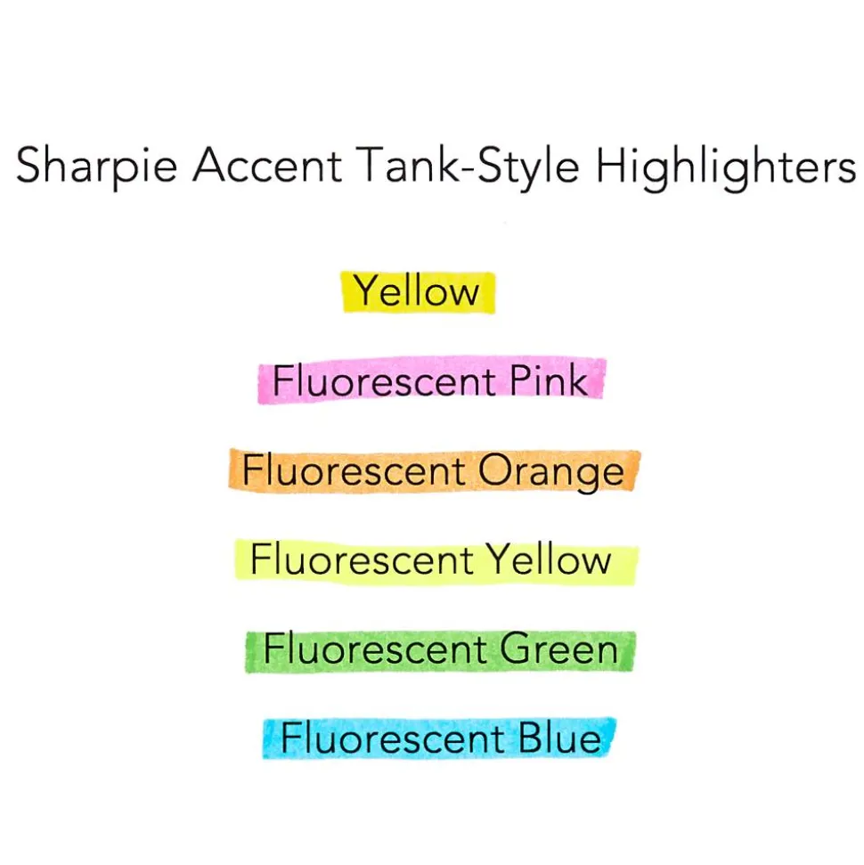 Sharpie Tank Style Highlighters, Blue Ink, Chisel Tip, Blue Barrel, Dozen