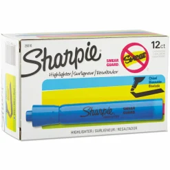 Sharpie Tank Style Highlighters, Blue Ink, Chisel Tip, Blue Barrel, Dozen