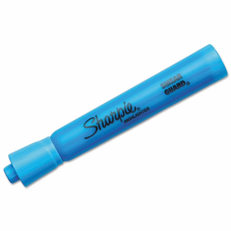 Sharpie Tank Style Highlighters, Blue Ink, Chisel Tip, Blue Barrel, Dozen