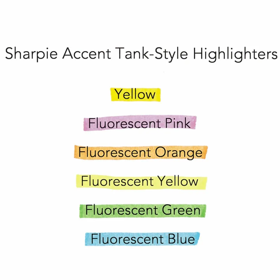 Sharpie Tank Style Highlighters, Chisel Tip, Assorted, Box of 12