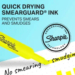 Sharpie Tank-Style Highlighters, Fluorescent Yellow, Pack Of 4