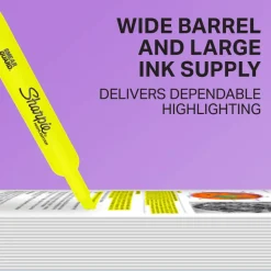 Sharpie Tank-Style Highlighters, Fluorescent Yellow, Pack Of 4
