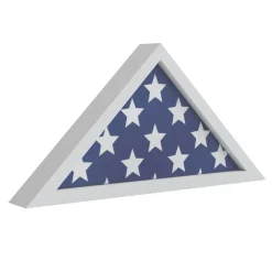 Sheehan White Memorial Flag Display Case - Solid Wood Military Flag Display Case for 9.5 x 5 American Veteran Flag