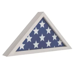 Sheehan Whitewashed Memorial Flag Display Case - Solid Wood Military Flag Display Case for 9.5 x 5 American Veteran Flag