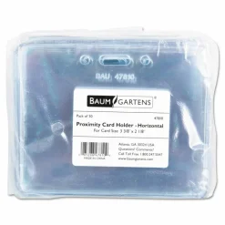 SICURIX Badge Holder - Support 3.50" x 2.37" Media - Horizontal - Vinyl - Clear - 50 / Pack