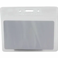 SICURIX ID Badge Holder - Horizontal - 4" x 3" x - Vinyl - 50 / Pack - Clear