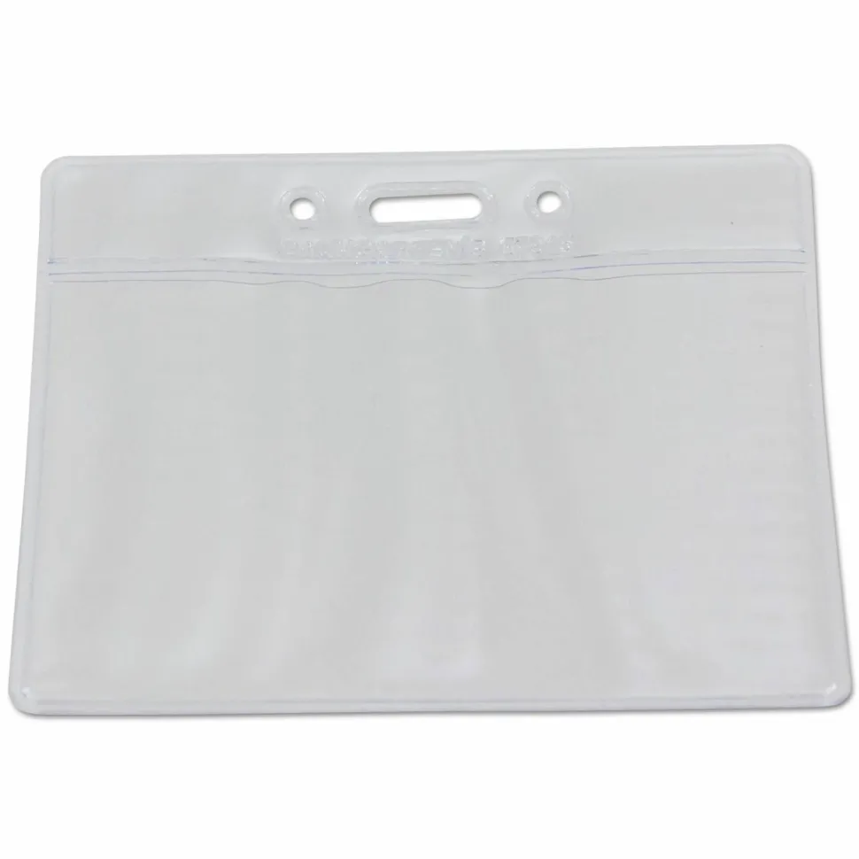 SICURIX ID Badge Holder - Horizontal - 4" x 3" x - Vinyl - 50 / Pack - Clear