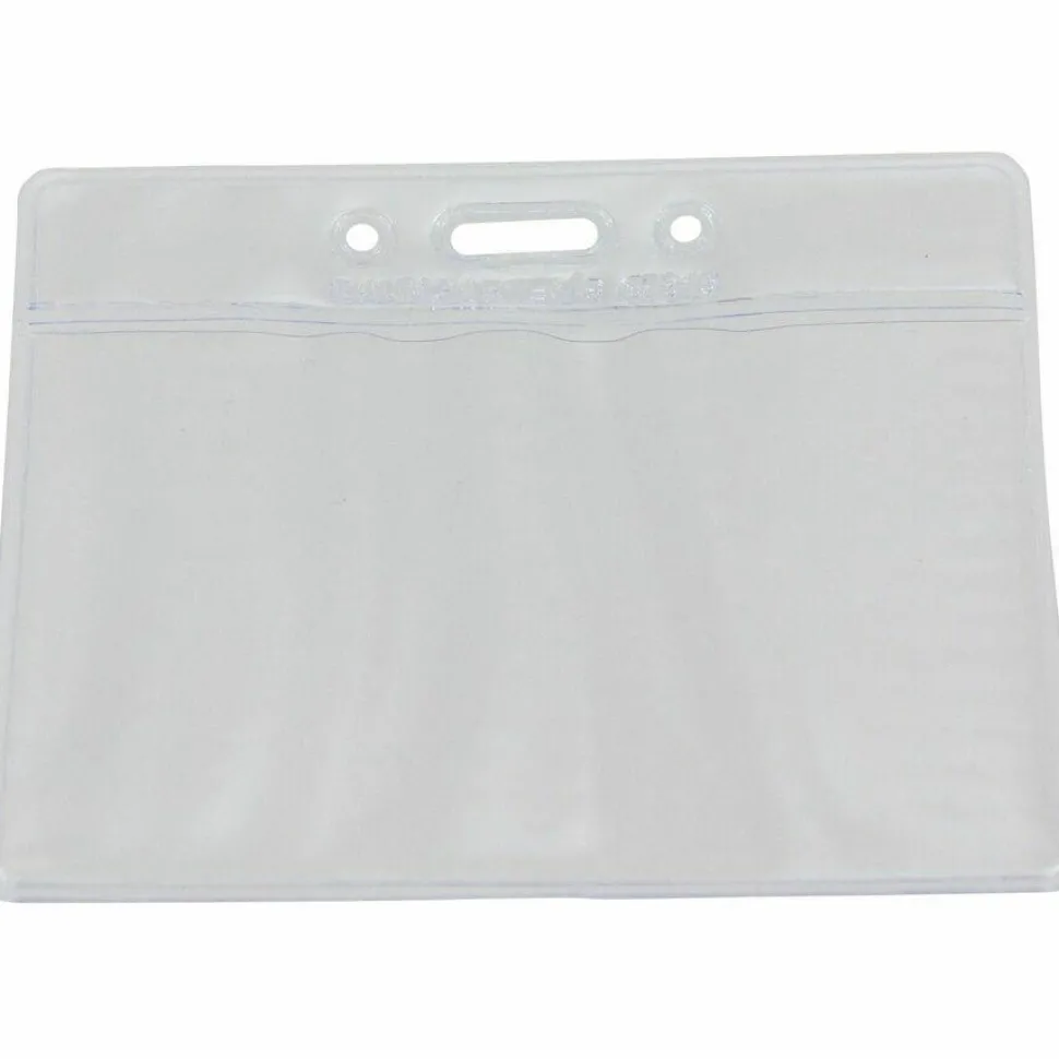 SICURIX ID Badge Holder - Horizontal - 4" x 3" x - Vinyl - 50 / Pack - Clear