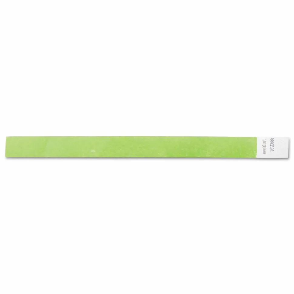 SICURIX Security Wristbands, Sequentially Numbered, 10" x 0.75", Green, 100/Pack