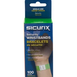 SICURIX Security Wristbands, Sequentially Numbered, 10" x 0.75", Green, 100/Pack