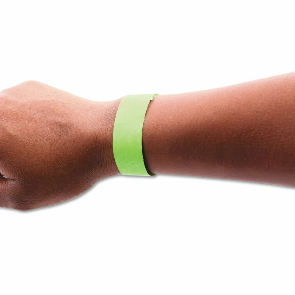SICURIX Security Wristbands, Sequentially Numbered, 10" x 0.75", Green, 100/Pack