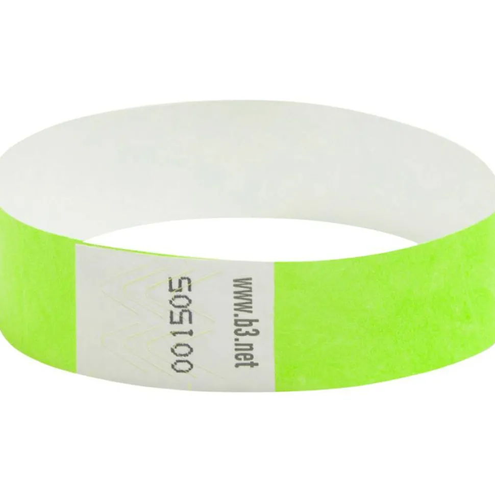 SICURIX Security Wristbands, Sequentially Numbered, 10" x 0.75", Green, 100/Pack