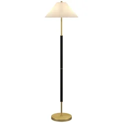 Simona 2-Light Floor Lamp with Fabric Shade in Matte Black/Brass