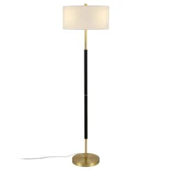 Simone 2-Light Floor Lamp with Fabric Shade in Matte Black/Brass/White